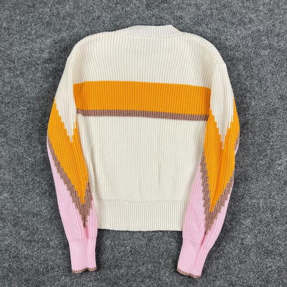 INDEE Girls Knit Sweater Size 14Y Ivory Multicolor Striped Made in Italy Color - Picture 6 of 7